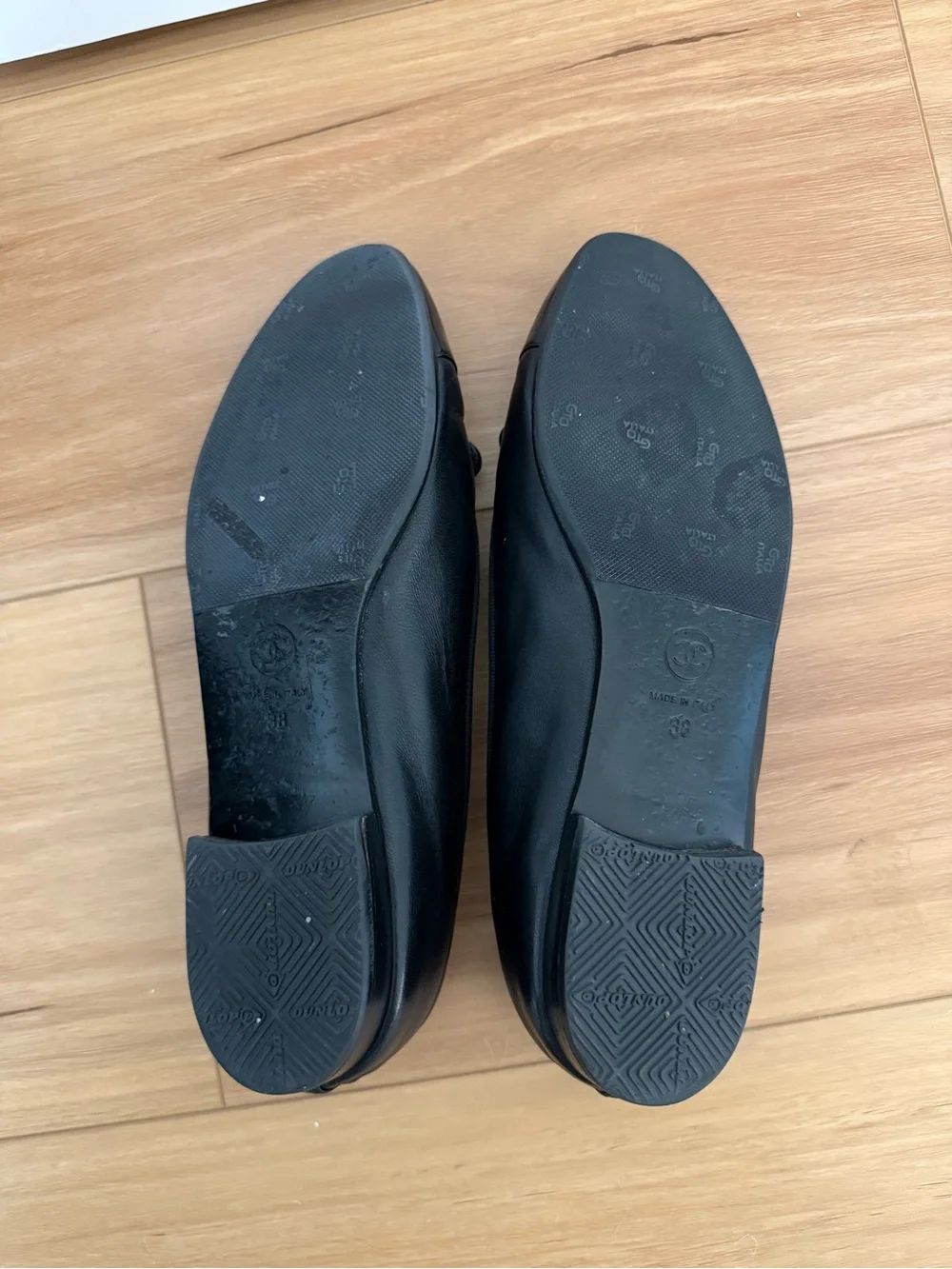 CHANEL Black Leather and Patent Toe Ballet Flats